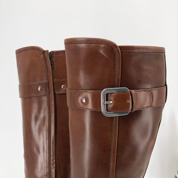 Vibram Brown Leather Heeled Boots | Classic Buckle Accent - Picture 2 of 10